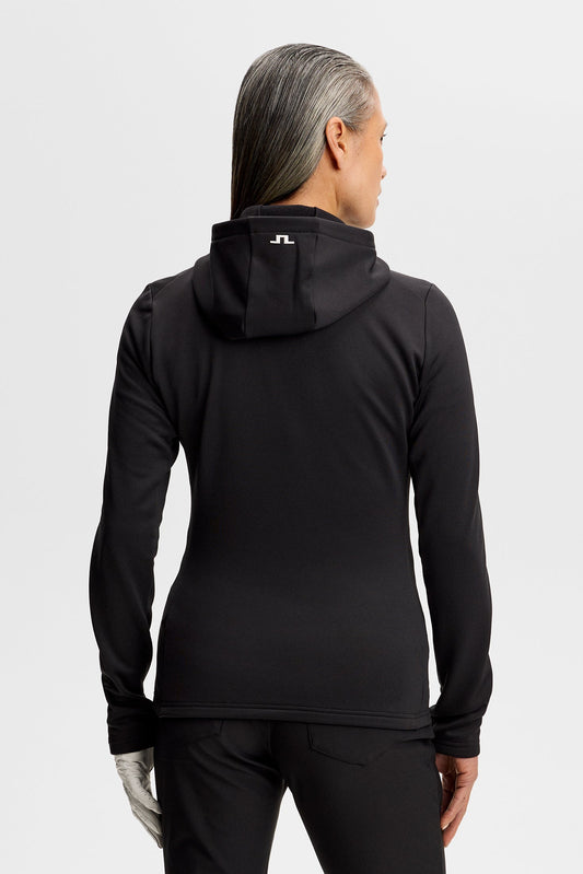 Aerielle Kapuzenpullover mit kurzem Reißverschluss / Schwarz