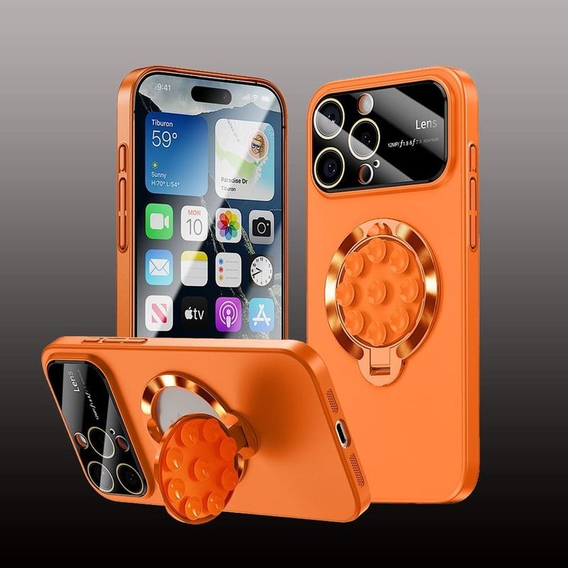 2-in-1 magnetische Ständerhülle mit Objektivfilmschutz für iPhone 16