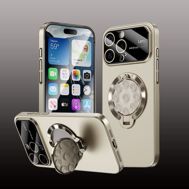 2-in-1 magnetische Ständerhülle mit Objektivfilmschutz für iPhone 16