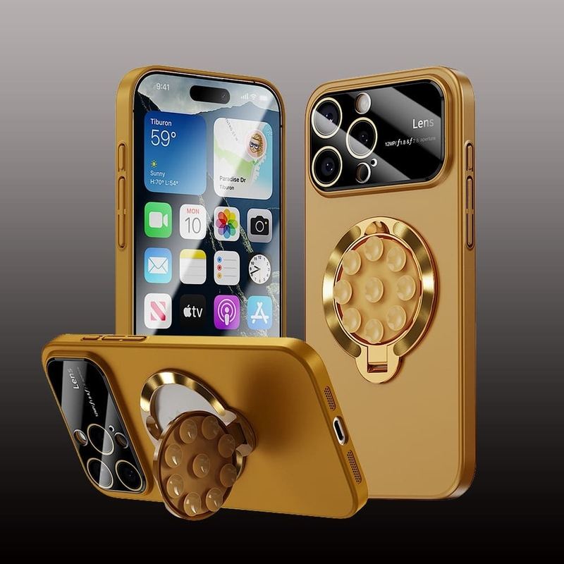2-in-1 magnetische Ständerhülle mit Objektivfilmschutz für iPhone 16