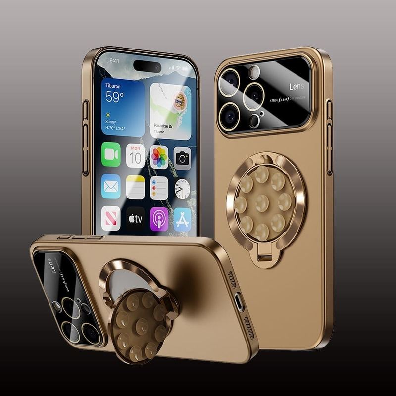 2-in-1 magnetische Ständerhülle mit Objektivfilmschutz für iPhone 16