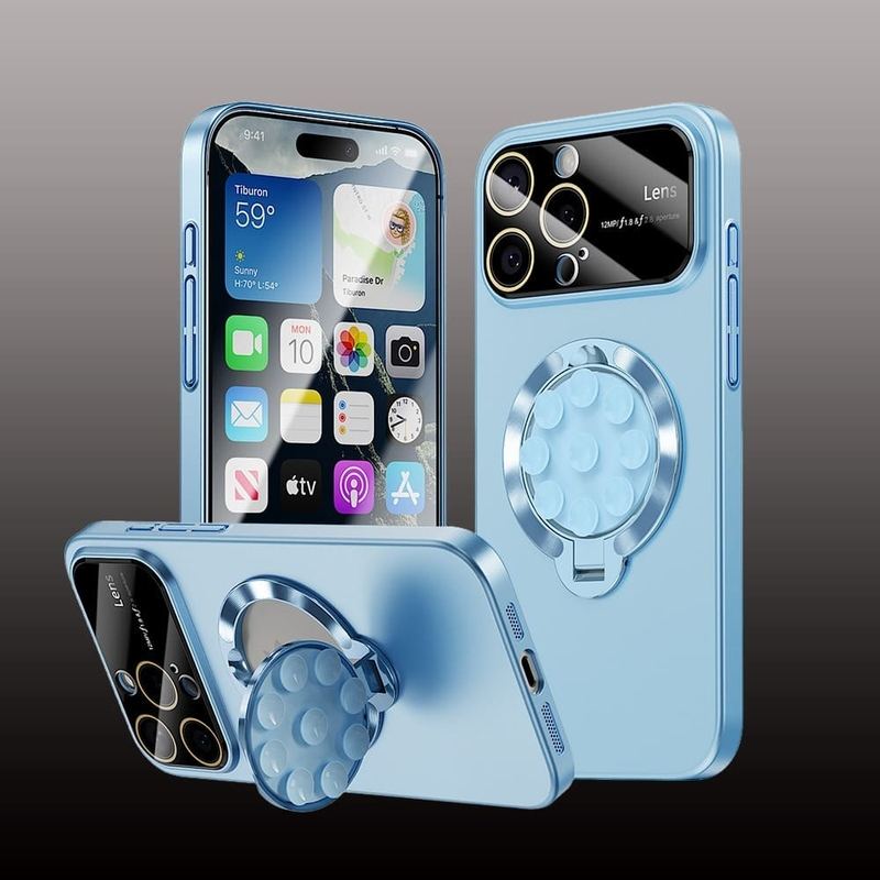 2-in-1 magnetische Ständerhülle mit Objektivfilmschutz für iPhone 16