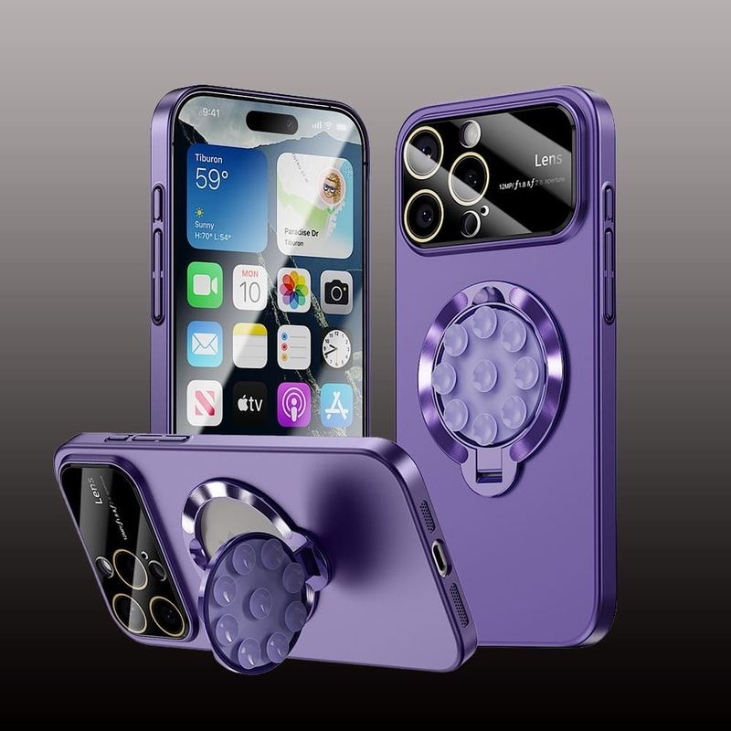 2-in-1 magnetische Ständerhülle mit Objektivfilmschutz für iPhone 16