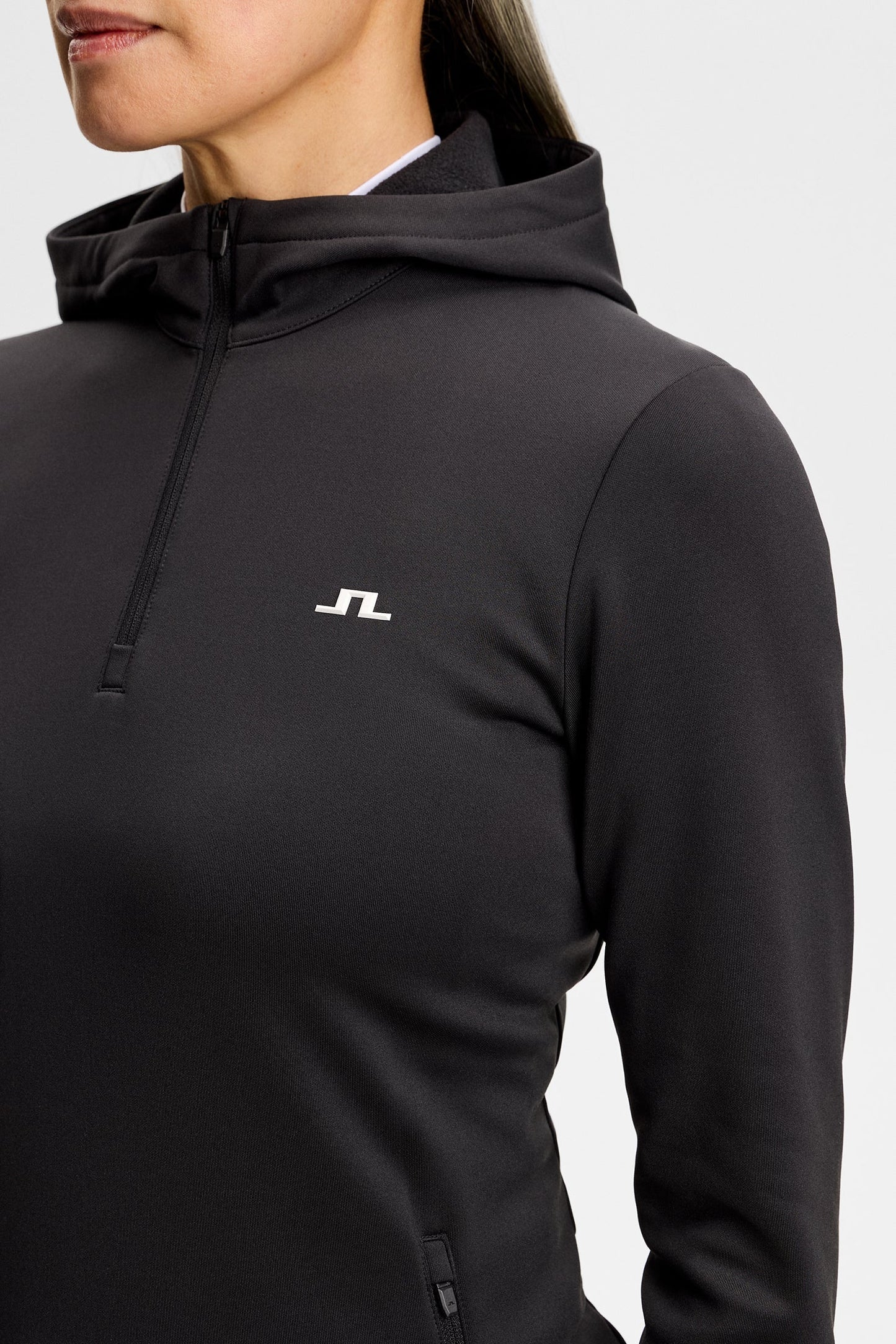 Aerielle Kapuzenpullover mit kurzem Reißverschluss / Schwarz