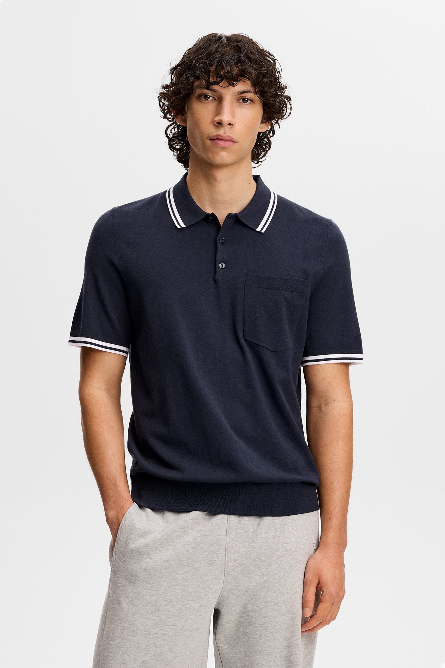 Ramon Strickpolo Kurzarm / Navy