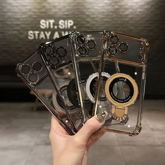🔥New In Phone Case for iPhone 17 Series - Four Corners Air Cushion Anti-fall Case for iPhone with Invisible Ring Stand
